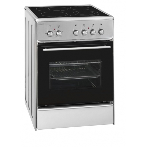 Exquisit ECM 6-4 BZ Inox Elektro-Standherd | Glaskeramik | Bräter-/ Zweikreiszone | Ober-/ Unterhitze, Grill | Umluft | Inox