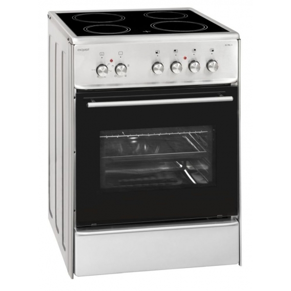 Exquisit ECM 6-4 Inox Elektro-Standherd | Glaskeramik | Ober- / Unterhitze |  Grill | Umluft | Inox