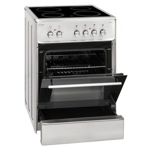 Exquisit ECM 6-4 Inox Elektro-Standherd | Glaskeramik | Ober- / Unterhitze |  Grill | Umluft | Inox