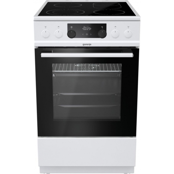 Gorenje ECS5350WPA Standherd Weiß 50 cm, Glaskeramikkochfeld mit 2-Kreis- / Bräterzone, IconLED, SoftClose, Heißluft, XXL Volume