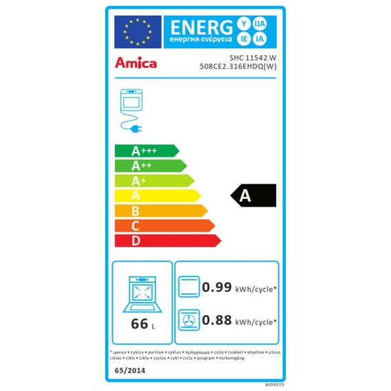 Amica SHC 11542 W Elektroherd, Weiß, 50 cm Breite, Energieklasse A, Ober-/Unterhitze + Umluft, 4 Kochfelder, Hitzeschutz-T?r