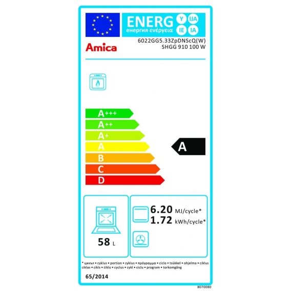 Amica - SHGG 910 100 W - Gas-Standherd - 60 cm - A