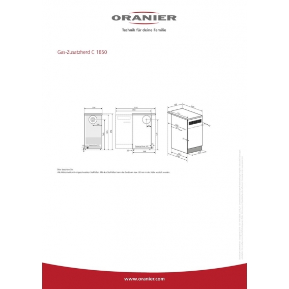 Oranier Gas-Zusatzherd 40 cm weiß C 1850 22