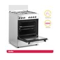 Simfer FS 6031-2 Edelstahl, 60 cm Standherd, Gaskochfeld mit Elektro-Backofen, 66 Liter Garraum, Grillfunktion, Seitengitter, Me