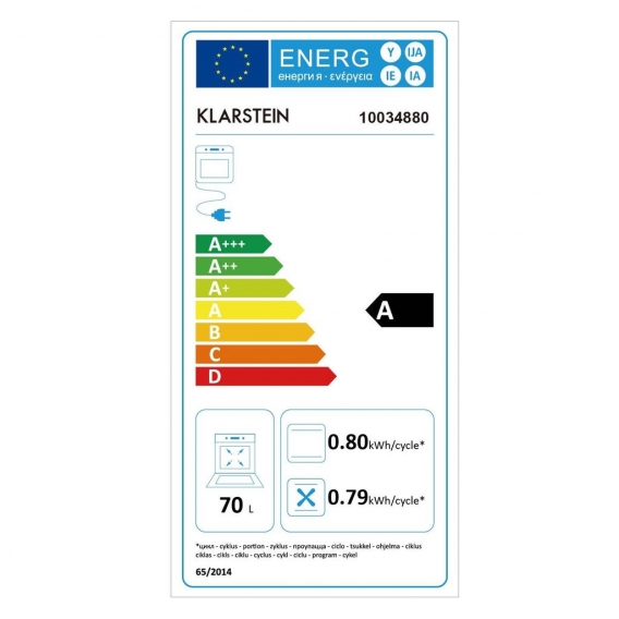 Klarstein Elizabeth Elektrischer Einbaubackofen  ,  Retro-Design  ,  70L  ,  EEK A   ,  Autark  ,  Umluft / Ober- / Unterhitze /