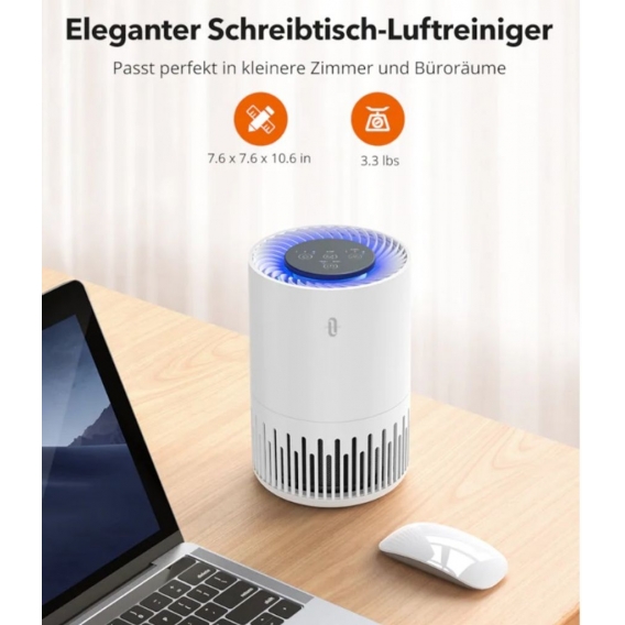 TaoTronics Luftreiniger TT-AP001 mit 99,97% Filterleisung HEPA Filter,  Schlafmodus + Nachtlicht