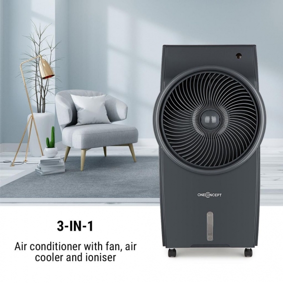 oneConcept Kingcool - 3-in-1 Klimagerät , Luftkühler mit Wasserkühlung , Ventilator , Luftreiniger , Oszillation , 3 Leistungsst