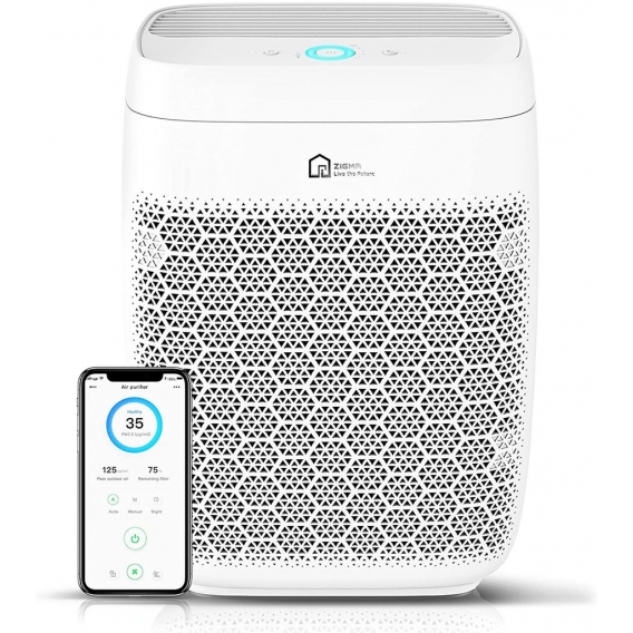 Zigma Wifi Luftreiniger Raucherzimmer für Raucher mit HEPA&Aktivkohlefilter, Air Purifier mit Luftqualitätssensor, APP-Steuerung