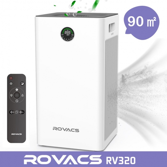 ROVACS Luftreiniger RV320 , H13 HEPA Luftfilter für Allergiker, Air Purifier gegen 99,9% von Pollen Staub Rauch, CADR 320 m³/h, 