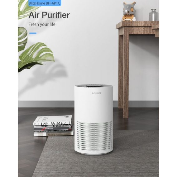 BlitzHome Luftreiniger für Allergiker, Luftfilter gegen 99,97% von Staub Pollen Gerüche, CADR 220m³/h, Air Purifier Schlafmodus 