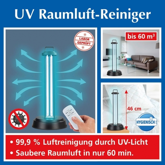 Raumluft Reiniger mit UV Licht für Räume bis 60m²