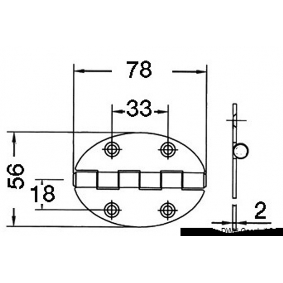 Osculati Cerniera 78x56mm 2mm Viti