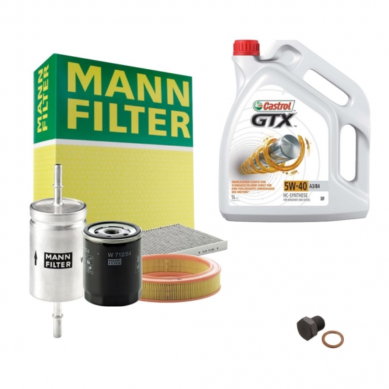 Inspektionspaket MANN-FILTER + 5L Castrol GTX 5W40 Filterset Service-Set von SET (P-H-05-00135) Service/Wartung Inspektionskit,I