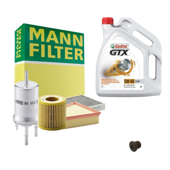 Inspektionspaket MANN-FILTER + 5L Castrol GTX 5W40 Filterset Service-Set von SET (P-H-05-00138) Service/Wartung Inspektionskit,I