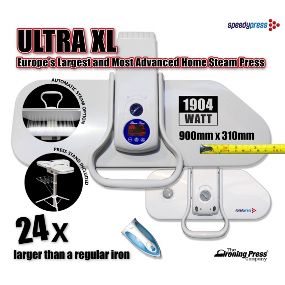 Dampfbügelpresse Ultra XL mit Ständer von Speedypress - Die Größte & Fortschrittschlichste Heimdampfbügelpresse in Europa (90cm 