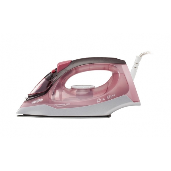 Mesko Iron MS 5028 Dampfbügeleisen, 2600 W, Dauerdampf 35 g/min, Dampfstoßleistung 60 g/min, Pink/Grau