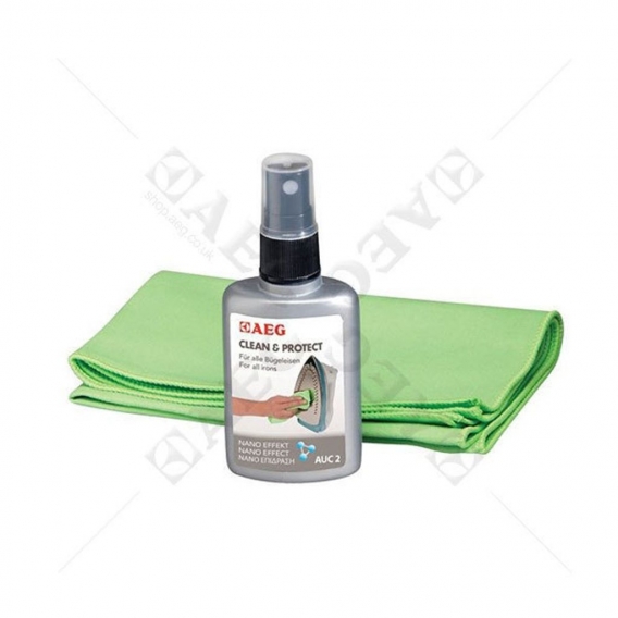AEG Bügelsohlen-Reiniger und Pflege-Set, Reinigungsspray / Microfasertuch, 50 ml, AUC2
