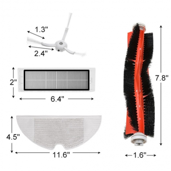 Ersatz-Staubsauger-Zubehör-Set passt für Dreame F9, 4 Rollenbürste + 2 Seitenbürste + 2 Filter