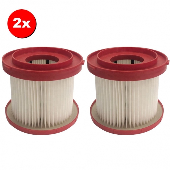 2x HEPA-Filter / Filterpatrone / Staubsaugerfilter / Lamellenfilter für Milwaukee M18 VC2-0, M18 VC-0, M28 VC-0, M18 0880-20 Akk