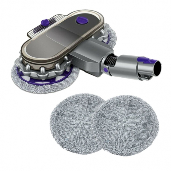 Trade-Shop Dual Moppkopf-Aufsatz elektrisch für Dyson V7 V8 V10 V11 Staubsauger / mit Wassertank, 4 Mopptücher / Feuchtreinigung