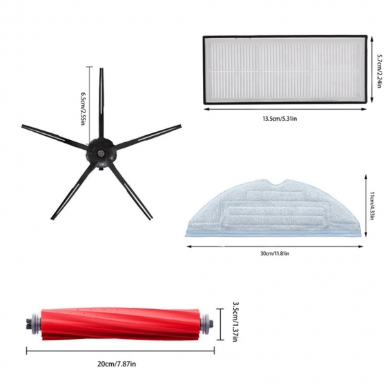 Ersatzmop für Roborock S7 / T7S Plus, Hauptbürste Seitenbürste Filter