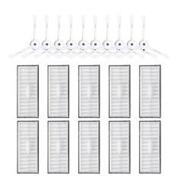 Staubsauger-Ersatzset für Kehrmaschinenzubehör Roborock T7S T7S Plus S7 (10 Seitenbürsten + 10 Filter)