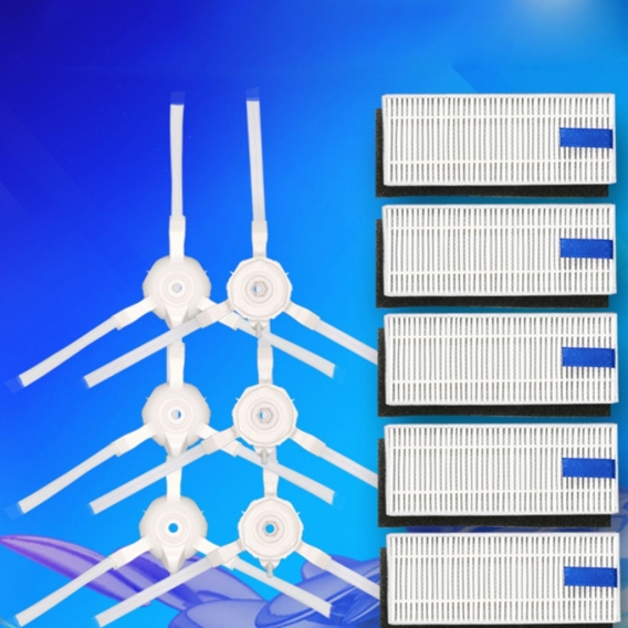 6-teilige Seitenbürsten + 5 Sätze Ersatzset für Filterbildschirme für 360 S6 Kehrroboter-Staubsauger