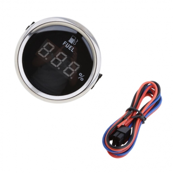 3xMarine Boat Digital Fuel Level Meter Gauge 0-190ohm 9-32V 52mm Black Chrome