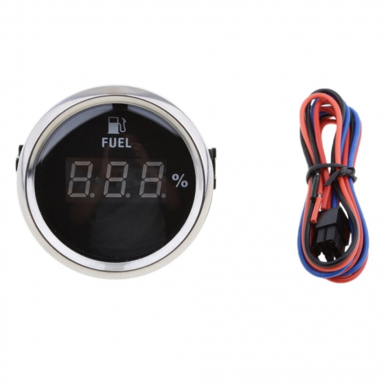 3xMarine Boat Digital Fuel Level Meter Gauge 0-190ohm 9-32V 52mm Black Chrome