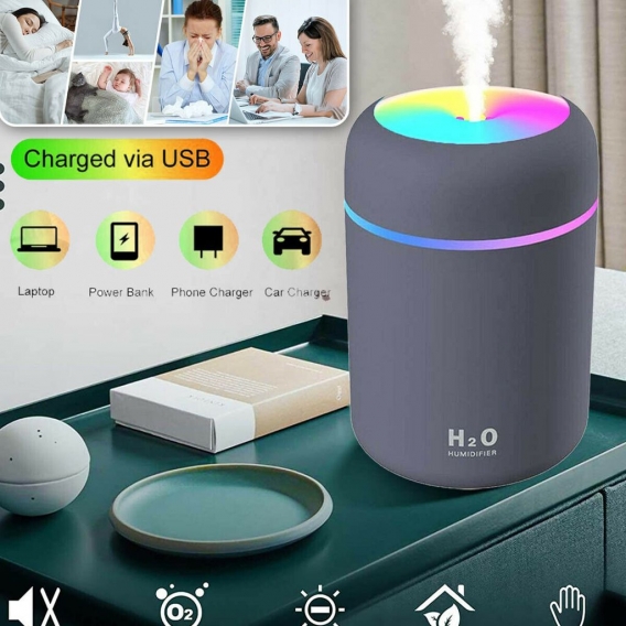 USB Auto KFZ Raum Luftbefeuchter LED Ultraschall Duftöl Aroma Diffuser Humidifier Diffusor 300ML