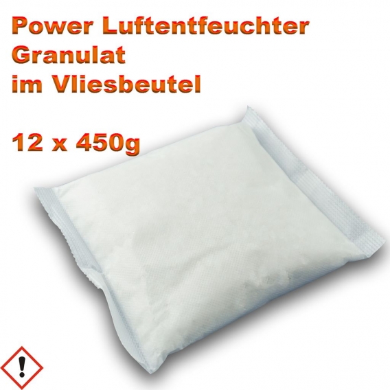 12 x Luftentfeuchter Granulat 450 g Nachfüllpack im Vliesbeutel Raumentfeuchter