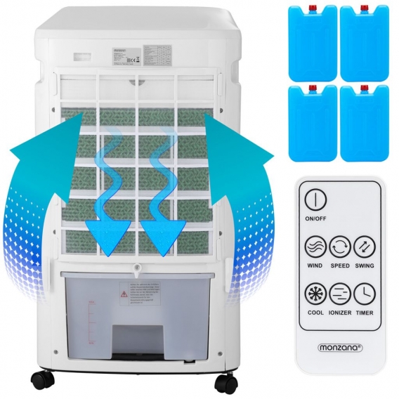 Klimagerät MZ804 4in1 Fernbedienung 8L Tank Timer Mobil Luftbefeuchter Ventilator Klimaanlage Ionisator Luftkühler LED Display