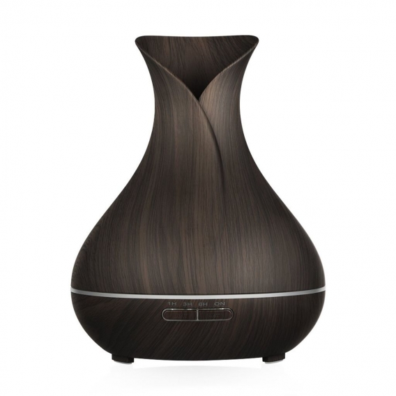 Aroma Diffuser 400mL, Ultraschall Air Luftbefeuchter Holz Vasen-Stil mit 7 LED Farben für Schönheitssalon,SPA,Yoga,Schlafzimmer,