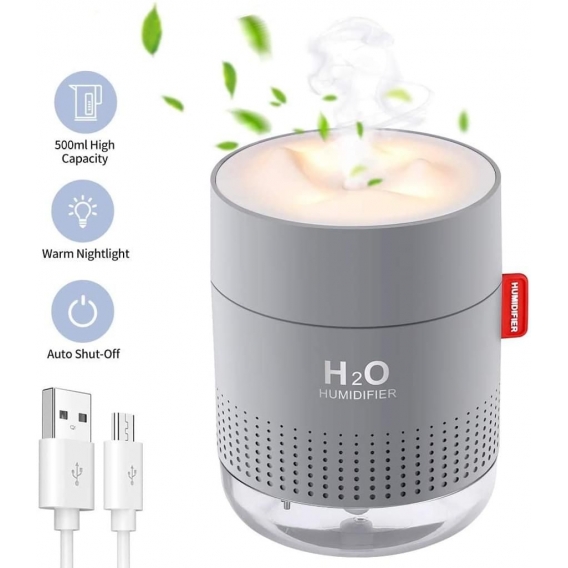 USB Luftbefeuchter 500ml,Mini Air Humidifier Ultra Leise luftbefeuchter-Bis 12-18 Stunden