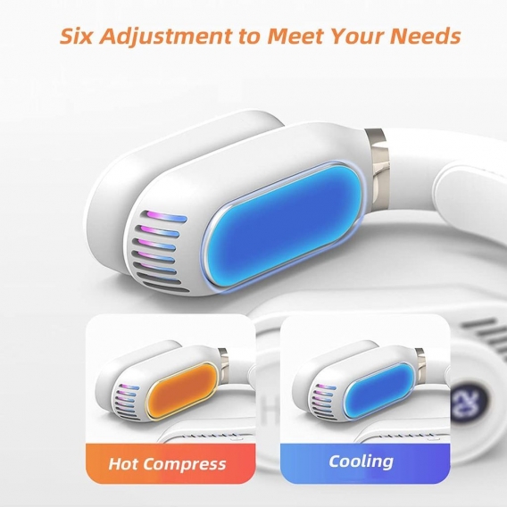 Tragbare Mini-Klimaanlage, Lüfter, Intelligenter Nackenkühler & Heizung, Weiß