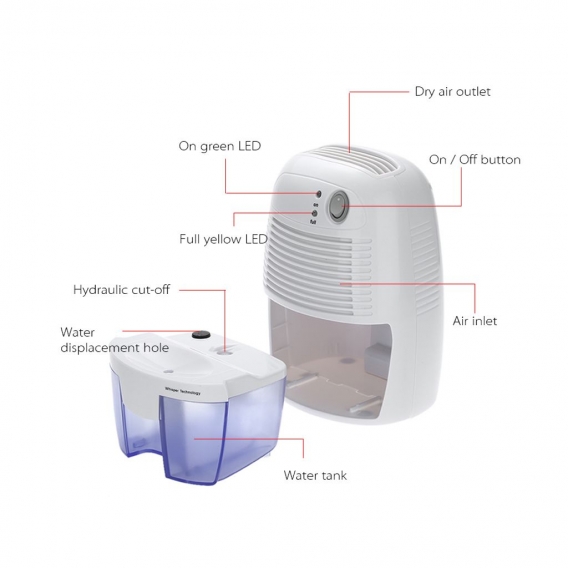 XRow-600A Ultra mini Semiconductor Luftentfeuchter Desiccant Feuchtigkeit absorbierenden Lufttrockner mit Fluesterleiser Peltier