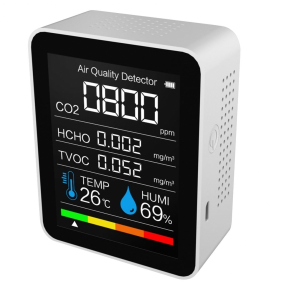 Kohlendioxid-Detektor Temperatur / Luftfeuchtigkeit Luftqualitaetsmonitor Digitales CO2-Messgeraet Formaldehyd-Detektor Luftanal