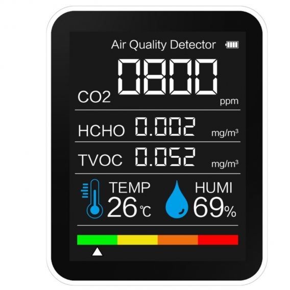 Kohlendioxid-Detektor Temperatur / Luftfeuchtigkeit Luftqualitaetsmonitor Digitales CO2-Messgeraet Formaldehyd-Detektor Luftanal