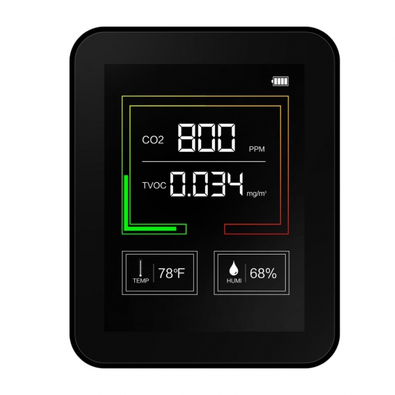 Kohlendioxid-Messgeraet Temperatur / Luftfeuchtigkeit Luftqualitaetsmonitor Digitaler CO2-Detektor Luftanalysator fuer CO2 / TVO