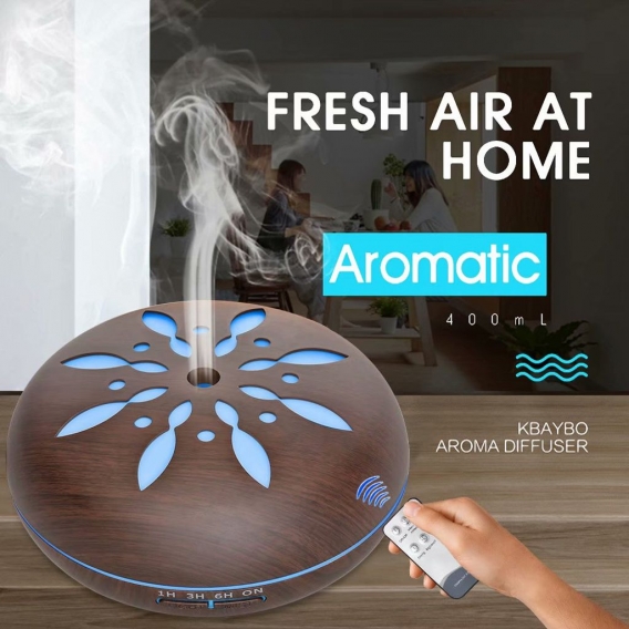 Aroma Diffuser 550ML Luftbefeuchter Ultraschall Vernebler,Raumbefeuchter Aromatherapie Öle Duftlampe mit 7 Farben LED Dunkles Ho