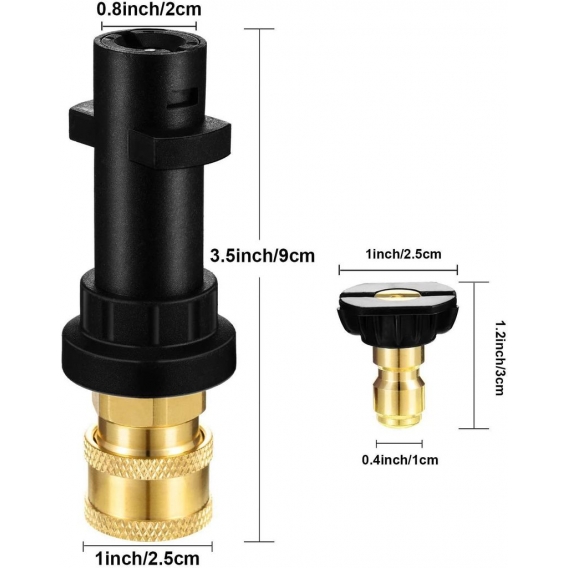 AcserGery Hochdruckreiniger mit 1/4" Messing-Schnellkupplung und 5 x 1/4" Packungen Hochdruckreiniger mit Düsenspitzen, kompatib