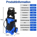 UISEBRT Hochdruckreiniger 2200W 135 Bar 360L/H mit 5m Stromkabel Schlauchtrommel, Seifenflasche Schaumdüse, Hochdruckpistole für