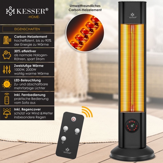 KESSER® Standheizstrahler Infrarot Stand Heizstrahler Inkl. Schutzhülle Wärmestrahler Terrasse Infrarotstrahler Turmheizstrahler