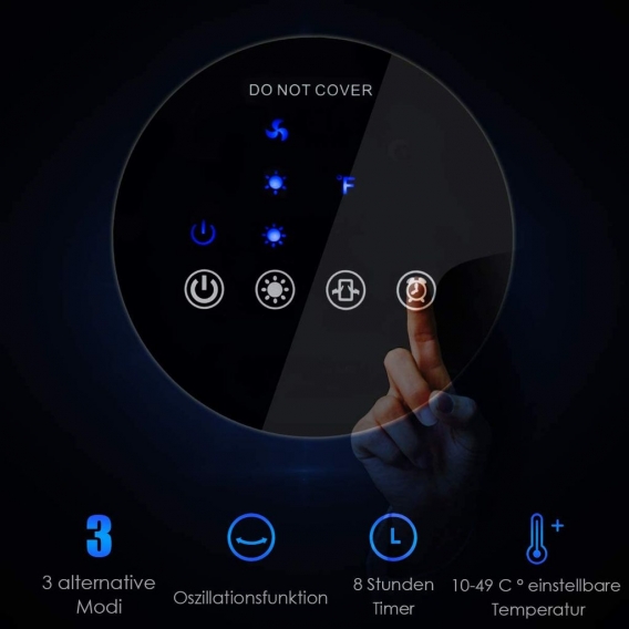 GOPLUS Keramik Heizlüfter mit Fernbedienung, Keramikheizer mit 2 Heizstufen, 1200W/2000W, 10-49 °C Temperaturregelung, 0-8H Time