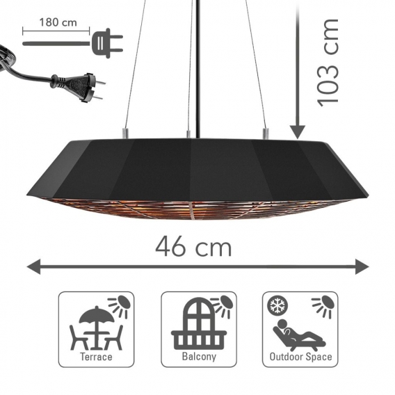 TROTEC Design-Deckenheizstrahler IR 2010 SC | Heizleistung von 2.000 W |  Gleichmäßige Rundumwärme für bis zu 15 m²