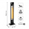 TROTEC Terrassen-Standheizstrahler IRS 2010 E | Infrarotheizer | 2 Heizstufen | 2.000 Watt | 24-Stunden- Timer