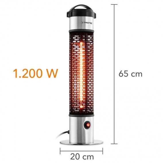 TROTEC Terrassen-Stand-Heizstrahler IRS 1200 E, 1200 W Blendfreie Wärme dank hochwertiger Low Glare-Carbon-Infrarotröhre