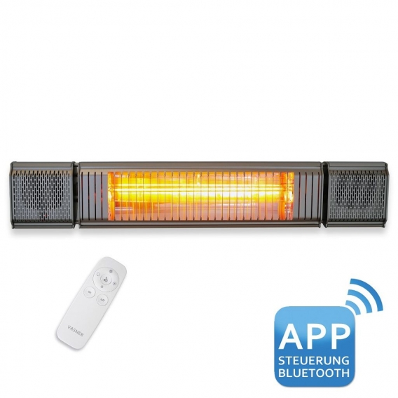 VASNER Appino BEATZZ Grey - Bluetooth Infrarot-Heizstrahler, LED Backlight, Licht Musik-Lautsprecher