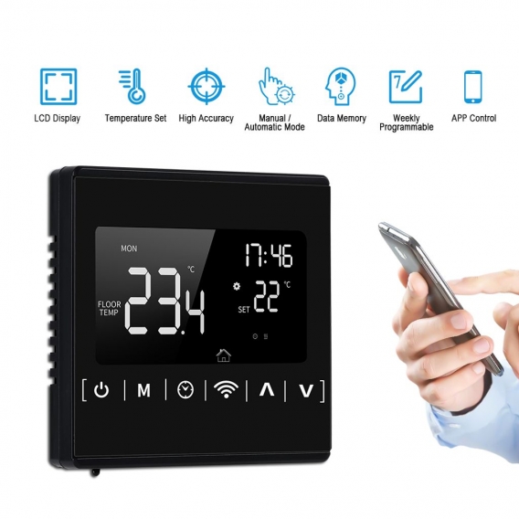 MEIH 85-250V Wi-Fi Smart Thermostat Woechentlich programmierbarer Thermostat APP-Steuerung Hintergrundbeleuchtung LCD Elektrisch