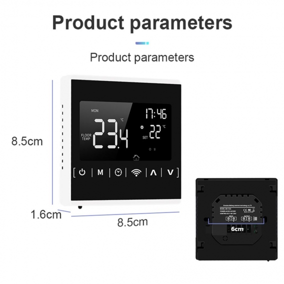 MEIH 85-250V Wi-Fi Smart Thermostat Woechentlich programmierbarer Thermostat APP-Steuerung Hintergrundbeleuchtung LCD Elektrisch